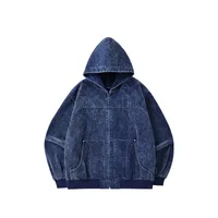 Inf Men's Wear | Washed Corduroy Hooded Jacket  Autumn And Winter New Trendy Brand Short Jacket Cardigan Sweatshirt main image 3