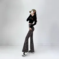 Leopard Print Flared Pants Shark Pants High Waist Micro Horn Slimming Fashion Women's Pants main image 2