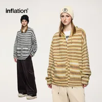 Inf Men's Wear | Striped Hooded Woolen Cardigan  Autumn And Winter New Street Contrast Color Jacket Retro Stripesd Top main image 1