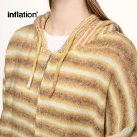 Inf Men's Wear | Striped Hooded Woolen Cardigan  Autumn And Winter New Street Contrast Color Jacket Retro Stripesd Top main image 2