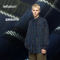 Inf Men's Wear | Blue And Black Plaid Shirt  Autumn And Winter New Trendy Brand American Style Cardigan Without Flap Pocket Pantss Can Be Worn Inside Or Outside main image 2