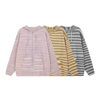 Inf Men's Wear | Striped Hooded Woolen Cardigan  Autumn And Winter New Street Contrast Color Jacket Retro Stripesd Top main image 3