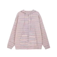 Inf Men's Wear | Striped Hooded Woolen Cardigan  Autumn And Winter New Street Contrast Color Jacket Retro Stripesd Top sku image 1