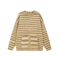 Inf Men's Wear | Striped Hooded Woolen Cardigan  Autumn And Winter New Street Contrast Color Jacket Retro Stripesd Top sku image 6