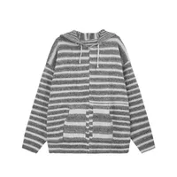 Inf Men's Wear | Striped Hooded Woolen Cardigan  Autumn And Winter New Street Contrast Color Jacket Retro Stripesd Top sku image 8