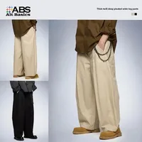 ABS Men's | Thick Dense Twill Deep Pleated Wide Leg Pants  Autumn And Winter New Fashion Brand Overalls New Casual Pants main image 2