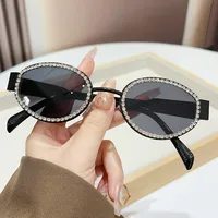 Y2K Elegant Glam Solid Color Ac UV400 Protection Oval Frame Inlay Full Frame Glasses main image 5