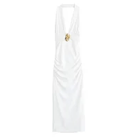Women's Sheath Dress Elegant Streetwear Halter Neck Sleeveless Solid Color Maxi Long Dress Holiday Street main image 2