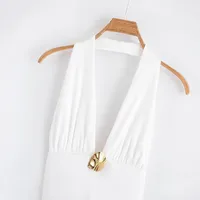 Women's Sheath Dress Elegant Streetwear Halter Neck Sleeveless Solid Color Maxi Long Dress Holiday Street main image 4