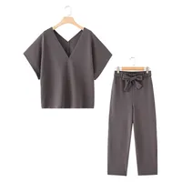 Holiday Selfie Street Women's Casual Streetwear Solid Color Polyester Pant Co-ord Set Shorts Sets main image 2