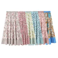Women's Pleated Skirt Casual Streetwear Ditsy Floral Midi Dress Banquet Selfie main image 1