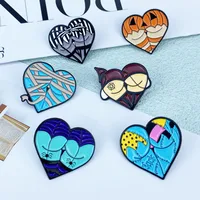 Cartoon Cute Heart Shape Alloy Badge Creative Halloween Funny Fun Pumpkin Metal Brooch Garment Bag Accessories main image 1
