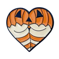 Cartoon Cute Heart Shape Alloy Badge Creative Halloween Funny Fun Pumpkin Metal Brooch Garment Bag Accessories sku image 2