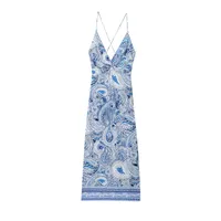 Women's Strap Dress Elegant Streetwear Strap Sleeveless Printing Maxi Long Dress Holiday Daily Selfie main image 2