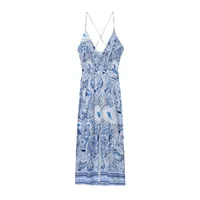 Women's Strap Dress Elegant Streetwear Strap Sleeveless Printing Maxi Long Dress Holiday Daily Selfie main image 3