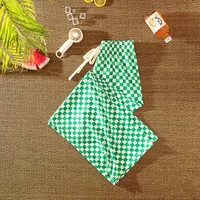 Plaid Wide-leg Pants For Women Summer Thin High Waist Draping All-match Ice Silk Chessboard Plaid Cool Straight Pants sku image 2