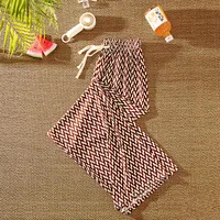Plaid Wide-leg Pants For Women Summer Thin High Waist Draping All-match Ice Silk Chessboard Plaid Cool Straight Pants sku image 4
