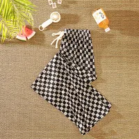 Plaid Wide-leg Pants For Women Summer Thin High Waist Draping All-match Ice Silk Chessboard Plaid Cool Straight Pants sku image 5