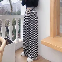 Plaid Wide-leg Pants For Women Summer Thin High Waist Draping All-match Ice Silk Chessboard Plaid Cool Straight Pants main image 2