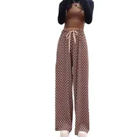 Plaid Wide-leg Pants For Women Summer Thin High Waist Draping All-match Ice Silk Chessboard Plaid Cool Straight Pants main image 5