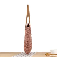 A Generation Of New Simple Smiley Face Shoulder Straw Bag Paper Rope Hollow Hand Woven Bag Large Capacity Disc Bag main image 4