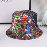Women's Hip-Hop Vacation Facial Makeup Printing Wide Eaves Bucket Hat main image 6