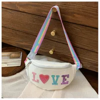 Children's Bag High-value Cute Sequin Baby's Western-style Chest Bag Girls' Colorful Lightweight Crossbody Bag PU Waist Bag sku image 5
