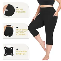 Explosions Pocket Cropped Plus Size Yoga Pants Chubby Girl Cropped Pants 300 Jin  High Waist Cropped Yoga Pants main image 2