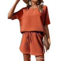 Women's New Short-sleeved Suit Women's Stylish Bat Shirt Fashion Shorts Two-piece Set main image 5