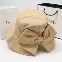 New Fisherman Hat Sunshade Sunscreen Tide Brand Face Showing Small Bucket Hat Women's New-style Early Spring And Autumn Split Bow Hat sku image 1