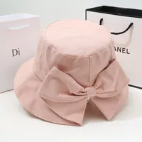 New Fisherman Hat Sunshade Sunscreen Tide Brand Face Showing Small Bucket Hat Women's New-style Early Spring And Autumn Split Bow Hat sku image 4