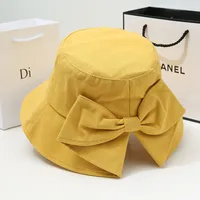 New Fisherman Hat Sunshade Sunscreen Tide Brand Face Showing Small Bucket Hat Women's New-style Early Spring And Autumn Split Bow Hat sku image 5