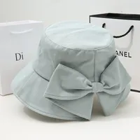 New Fisherman Hat Sunshade Sunscreen Tide Brand Face Showing Small Bucket Hat Women's New-style Early Spring And Autumn Split Bow Hat sku image 6