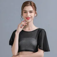 Summer New Ultra-thin Mesh T-shirt Round Neck Half-cut Feifei Short-sleeved Slim-fit Blouse Top main image 4