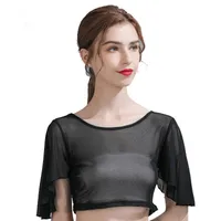 Summer New Ultra-thin Mesh T-shirt Round Neck Half-cut Feifei Short-sleeved Slim-fit Blouse Top main image 5