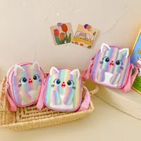 Kitten Embroidered Rainbow Children's Bag Crossbody Bag Baby Girl Cute Fashion Princess Bag Small Schoolbag Shoulder Bag main image 1