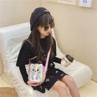 Kitten Embroidered Rainbow Children's Bag Crossbody Bag Baby Girl Cute Fashion Princess Bag Small Schoolbag Shoulder Bag main image 3