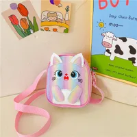 Kitten Embroidered Rainbow Children's Bag Crossbody Bag Baby Girl Cute Fashion Princess Bag Small Schoolbag Shoulder Bag sku image 1