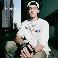 Jiezhan Men's Wear | Contrast Color Texture Towel Embroidered T-shirt  Spring/Summer New Loose Fashion Brand Letter Short Sleeve Men main image 1