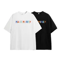 Jiezhan Men's Wear | Contrast Color Texture Towel Embroidered T-shirt  Spring/Summer New Loose Fashion Brand Letter Short Sleeve Men main image 4