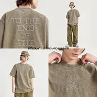 INF Men's Wear | Street Asut Dye Embroidered T-Shirt Spring/Summer  New Loose Fashion Brand Short Sleeve Top main image 1