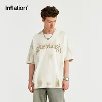 INF Men's Wear | Waste Soil Wind Brush Painted Printed T-shirt  Spring/Summer New Fashion Brand Street Loose Joker Short Sleeve Men main image 2