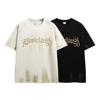 INF Men's Wear | Waste Soil Wind Brush Painted Printed T-shirt  Spring/Summer New Fashion Brand Street Loose Joker Short Sleeve Men main image 4