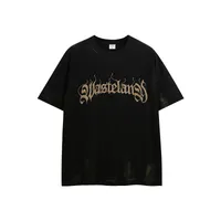 INF Men's Wear | Waste Soil Wind Brush Painted Printed T-shirt  Spring/Summer New Fashion Brand Street Loose Joker Short Sleeve Men sku image 4