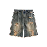 INF Men's | Hip Hop Strap Denim Shorts  Spring/Summer Fashion Brand New Street Hip Hop Hole Denim Shorts sku image 7