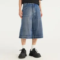 INF Men's |  Pleated Seven-point Jeans  Spring/Summer New Fashion Brand Street Personality Straight Shorts Men sku image 4