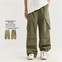 INF Men's Clothing | Three-dimensional Multi-bag Workwear Wide-leg Pants  Spring And Summer New Fashion Brand Loose High Street Plaid Trousers main image 4