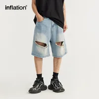 INF Men's Clothing | Shredded Ripped Denim Shorts  Spring And Summer New Fashion Brand Street Loose Distressed Personality Shorts main image 1