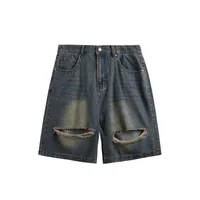 INF Men's Clothing | Shredded Ripped Denim Shorts  Spring And Summer New Fashion Brand Street Loose Distressed Personality Shorts sku image 1