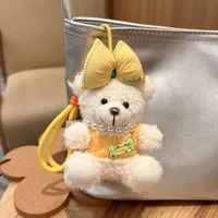 Creative Contrast Color Bow Sweater Bear Keychain Cute Cartoon Plush Toy Bag Pendant Car Key Chain Women main image 3